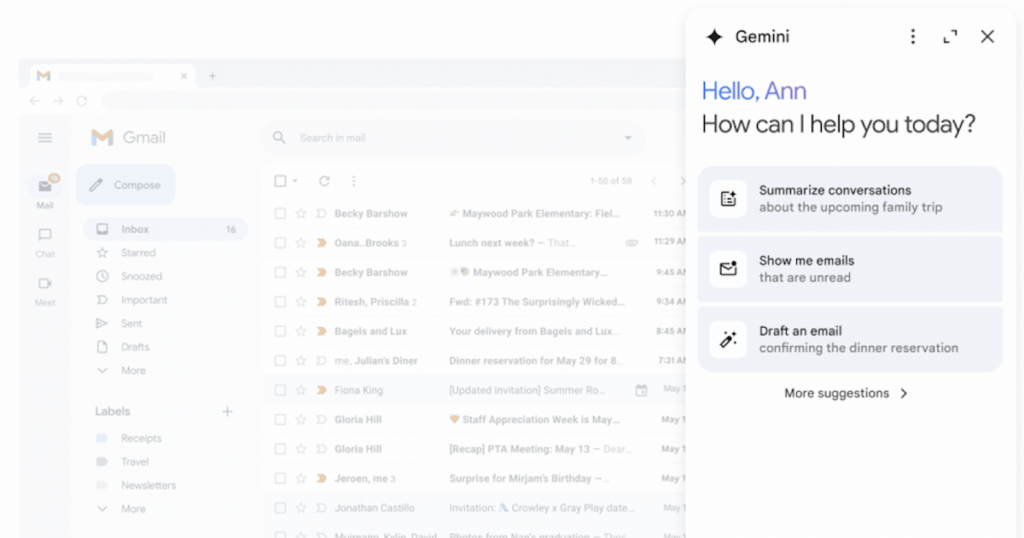 Gemini agora disponível no Gmail e Google Docs em português: veja como usar barra lateral Gemini